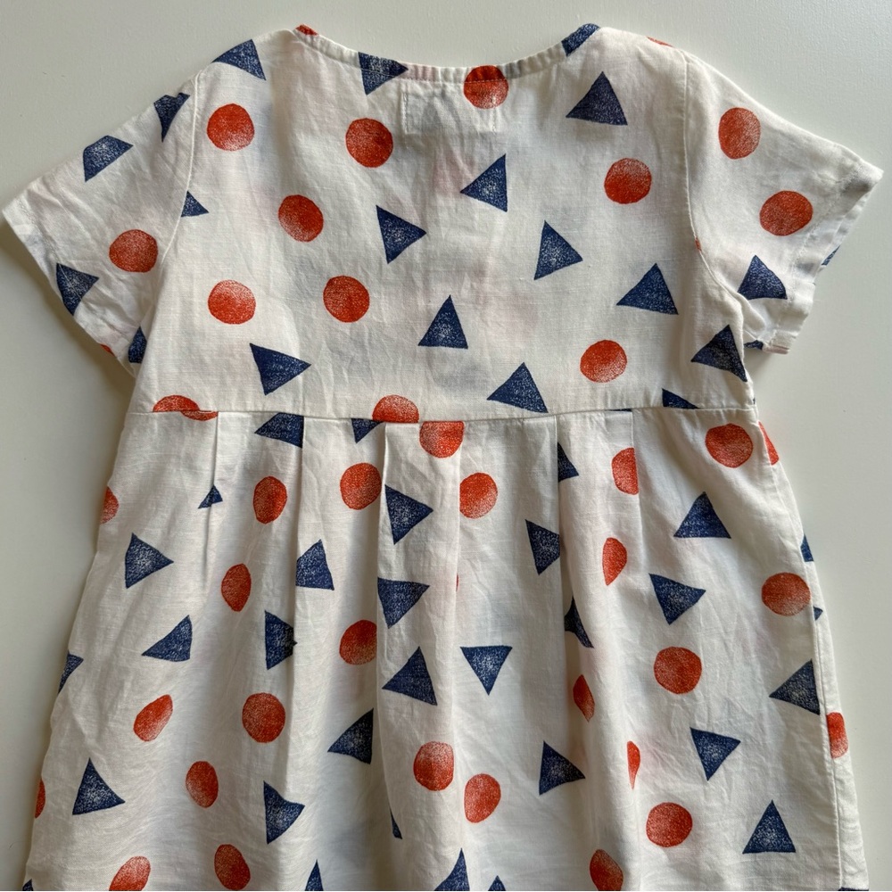 Bobo Choses Girls White Dress with Red and Blue Geometric Print - Size 12-18M - Picture 10 of 15